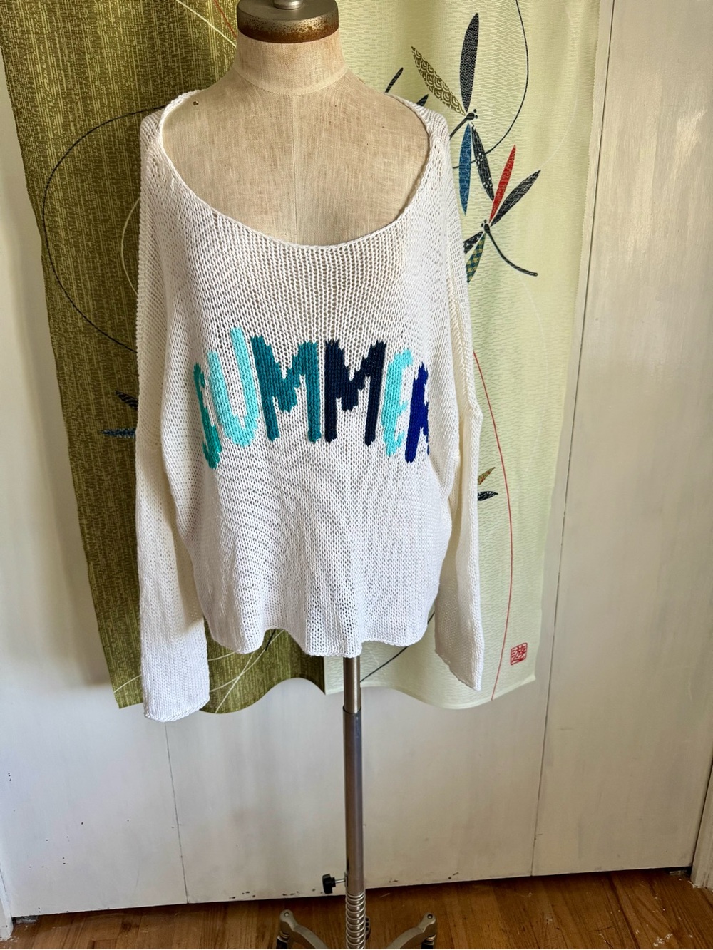 White Knit 'Summer' Pullover Sweater
